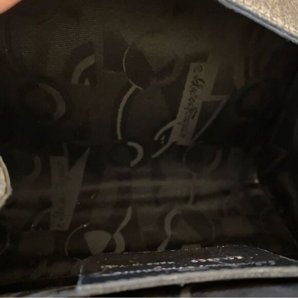 Salvatore Ferragamo Steel Grey/Blue Fabric Shoulder Bag Silver Chrome Hardware V - Picture 11 of 13